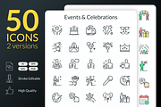 Events & Celebrations Icons, an Outline Icon by Kalash (Thumbnail 1 of 2)