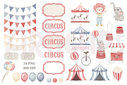 Circus Watercolor Clipart PNG, a Decorative Illustration by Articlips (Thumbnail 3 of 4)