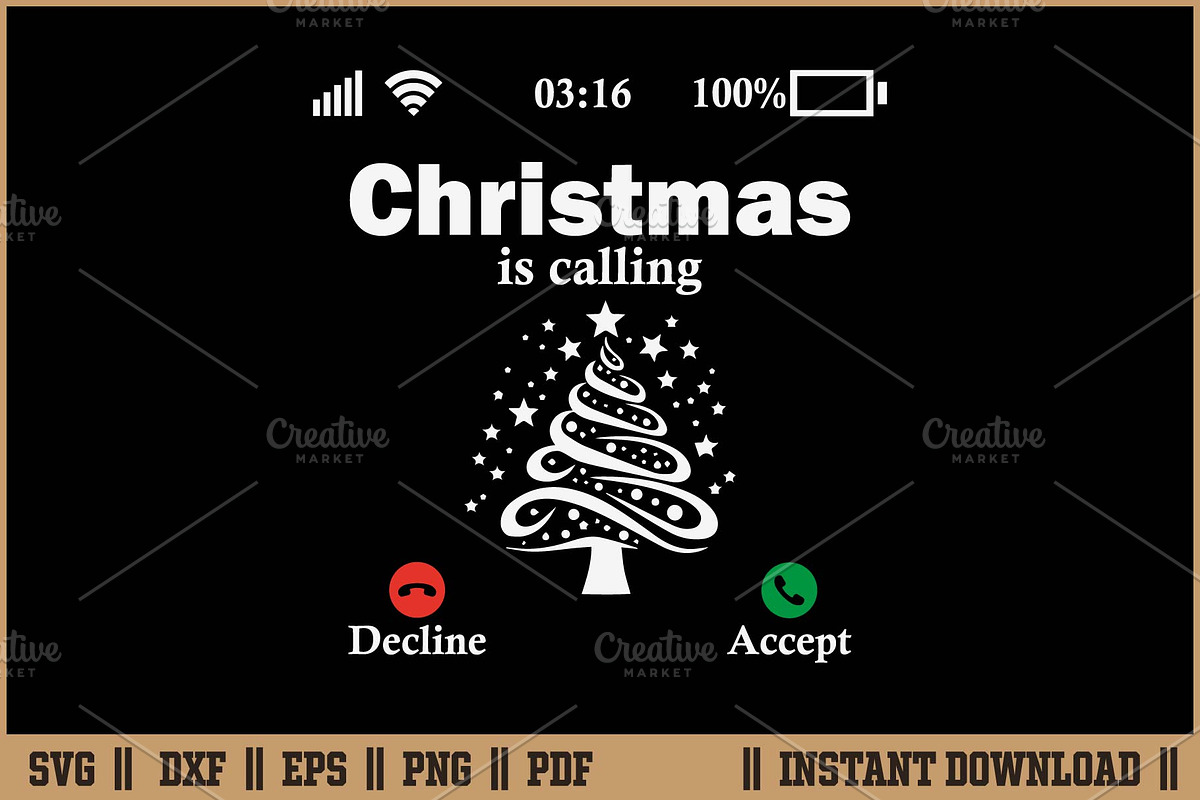 Christmas is Calling Holiday SVG, a Seasonal Illustration by Handy Arts Studio (Photo 1 of 3)