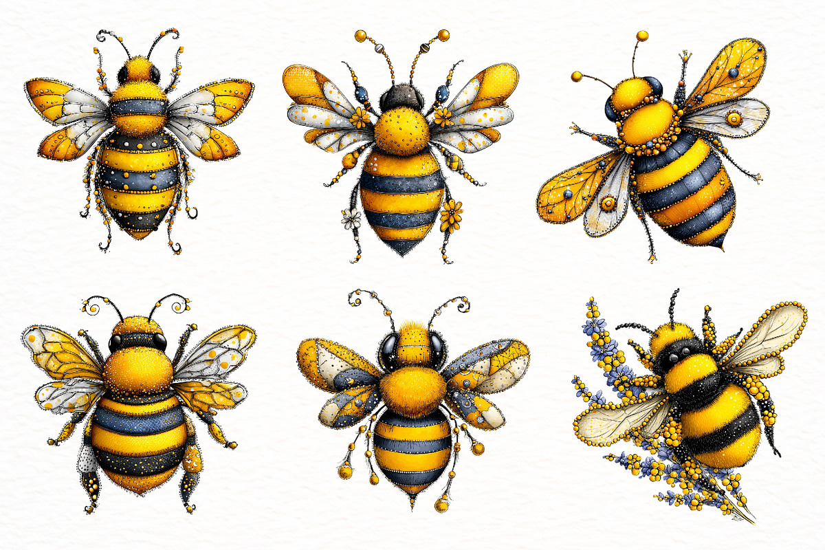 Whimsical Summer Bee clipart, an Illustration by Designworld (Photo 2 of 8)