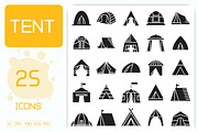 Dome Tent Cabin Tent Icons Set, a Solid Icon by Designfour (Thumbnail 1 of 7)