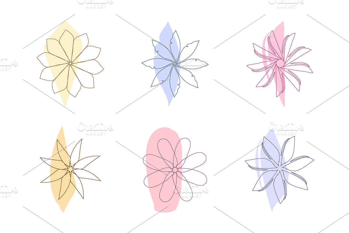 Abstract floral shapes with, an Illustration by okskukuruza