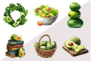 Watercolor Avocado Farm Clipart, an Illustration by Design Market (Thumbnail 3 of 3)