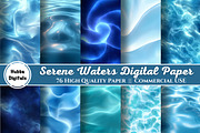 Serene Waters Digital Paper, an Illustration by HubbaDigitals (Thumbnail 1 of 3)
