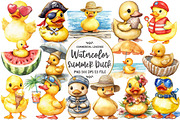 Watercolor Summer Duck Clipart, an Illustration by OK Design (Thumbnail 1 of 5)