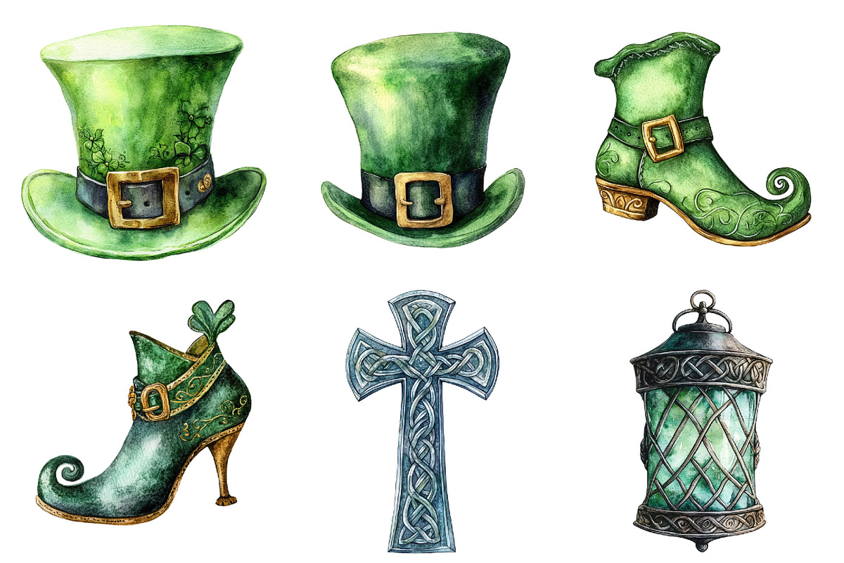 Watercolor St. Patrick's Day Clipart, a Seasonal Illustration by CitraGraphics (Photo 4 of 6)