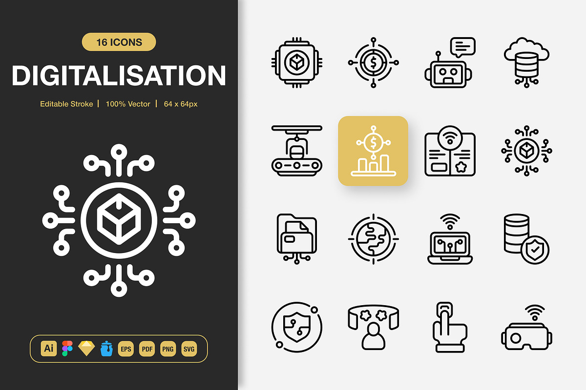 Digitalisation Icons, an Outline Icon by Spacepixel Creative