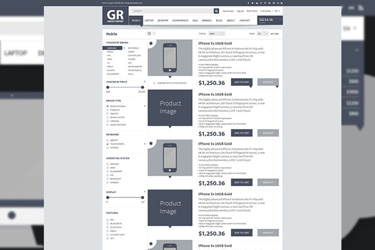 Online Shop Webdesign Wireframe Kit, a Wireframe Template by DesignSomething (Photo 3 of 5)