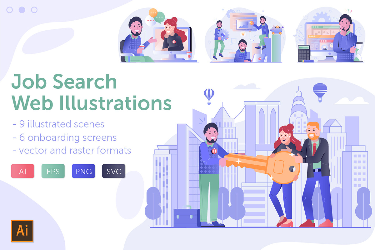 Job Search and Apply Illustrations, a Work Illustration by Alex Krugli (Photo 1 of 6)