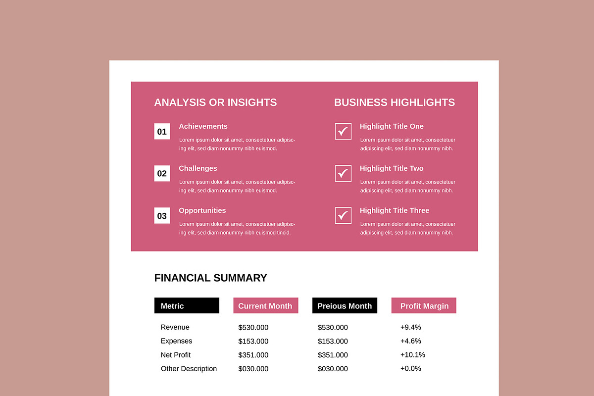 Business Monthly Report Template, a Flyer Template by MightyDesign (Photo 4 of 8)