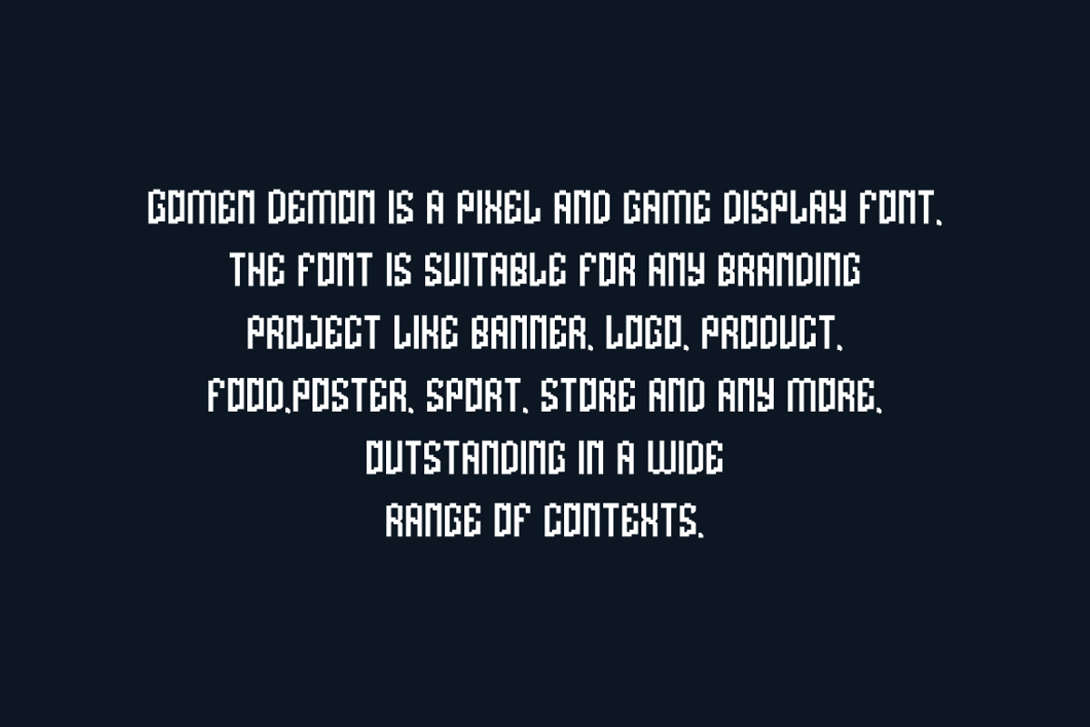 Gomen Demon - Game & Pixel Font, a Sans Serif Font by QR Design Studio (Photo 6 of 7)