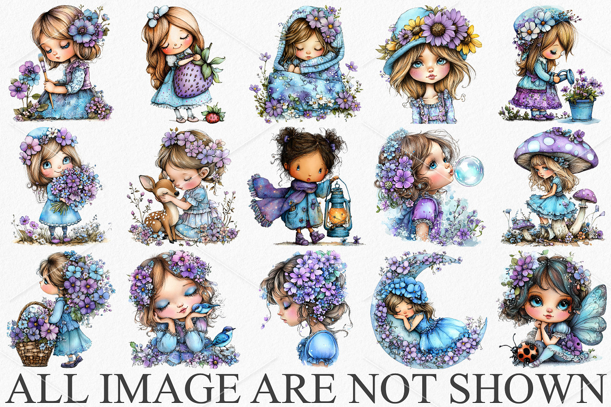 Whimsical Spring Girl Clipart, a Seasonal Illustration by Canvas Craft (Photo 3 of 7)