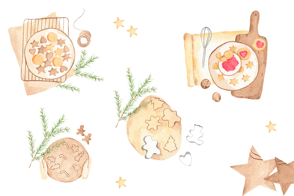Christmas Baking Watercolor Clipart, a Food Illustration by natalisart (Photo 4 of 15)