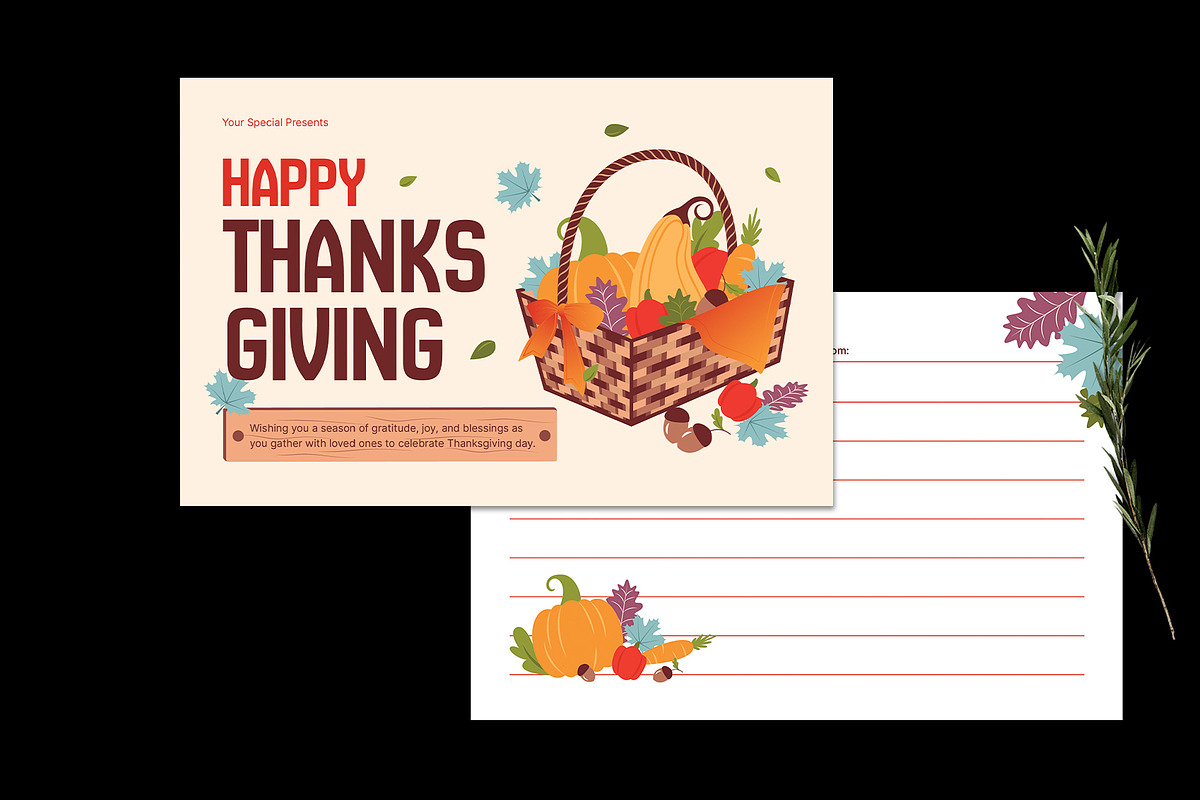 Minimal Thanksgiving Greeting Card, a Card Template by Neermana (Photo 2 of 4)