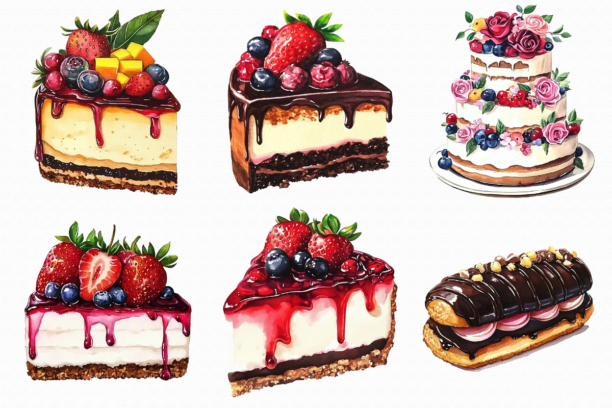 Watercolor Cake Clipart, an Illustration by Libby Wishes (Photo 5 of 5)