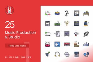 25 Music Production & Studio Icons, an Icon by IconBunny