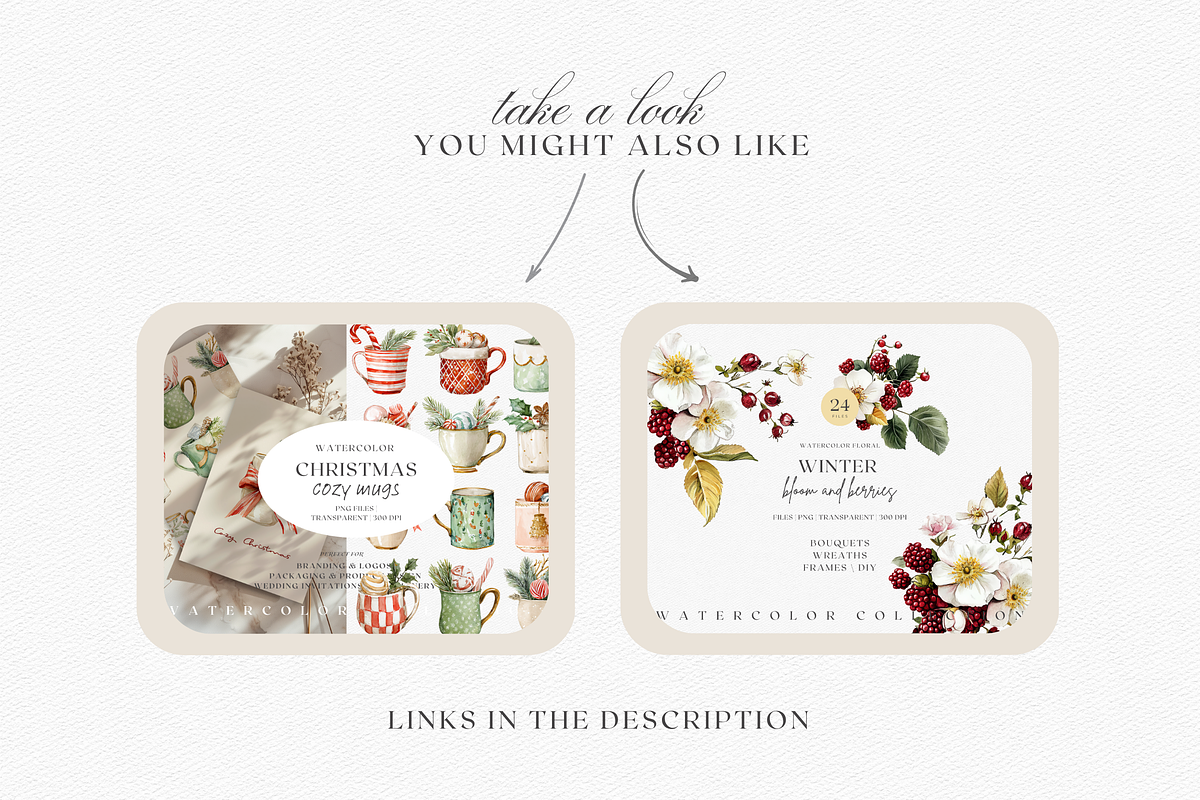 Watercolor Christmas Botanicals, a Decorative Illustration by ThaismotaCreativeCo (Photo 10 of 11)