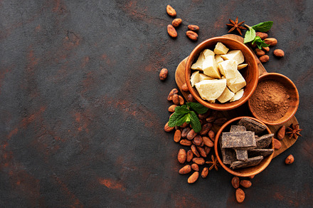 Cocoa beans butter and chocolate featuring cocoa, powder, and chocolate, a Food & Drink Photo by Olena Rudo