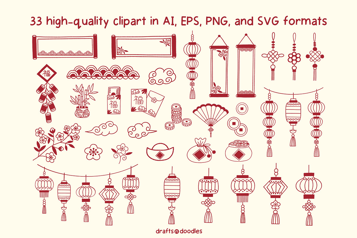 Chinese New Year Graphics Set, a Pattern Graphic by Drafts n Doodles (Photo 2 of 12)