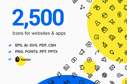 2,500 Line and Solid Icons, a Solid Icon by Icon54