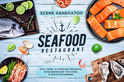 Seafood Scene and Mockup Creator, a Product Mockup by relineo.mock-ups (Thumbnail 1 of 6)