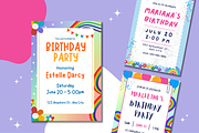 Rainbow Happy Birthday Invitations, a Templates & Theme by TemplateCastleStore (Thumbnail 3 of 9)