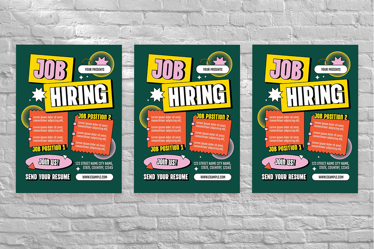 Green Neo Brutalism Job Hiring Flyer, a Flyer Template by Aiyari Graphic (Photo 3 of 3)