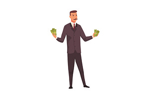 Rich man flat cartoon comic, a Person Illustration by Things for designers