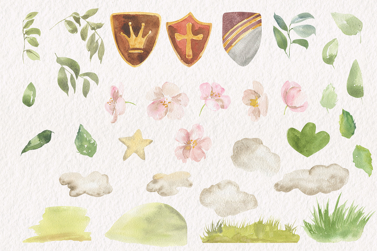 Fairy tale watercolor set, an Illustration by Love Watercolor Store (Photo 7 of 9)