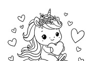 Unicorn Coloring Book Printable PDF, an Animal Illustration by Image for Sale (Thumbnail 2 of 2)