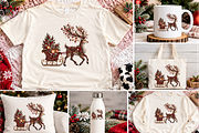 Ornate Christmas Reindeer Sleigh, a Seasonal Illustration by Printable Design Store (Thumbnail 2 of 3)