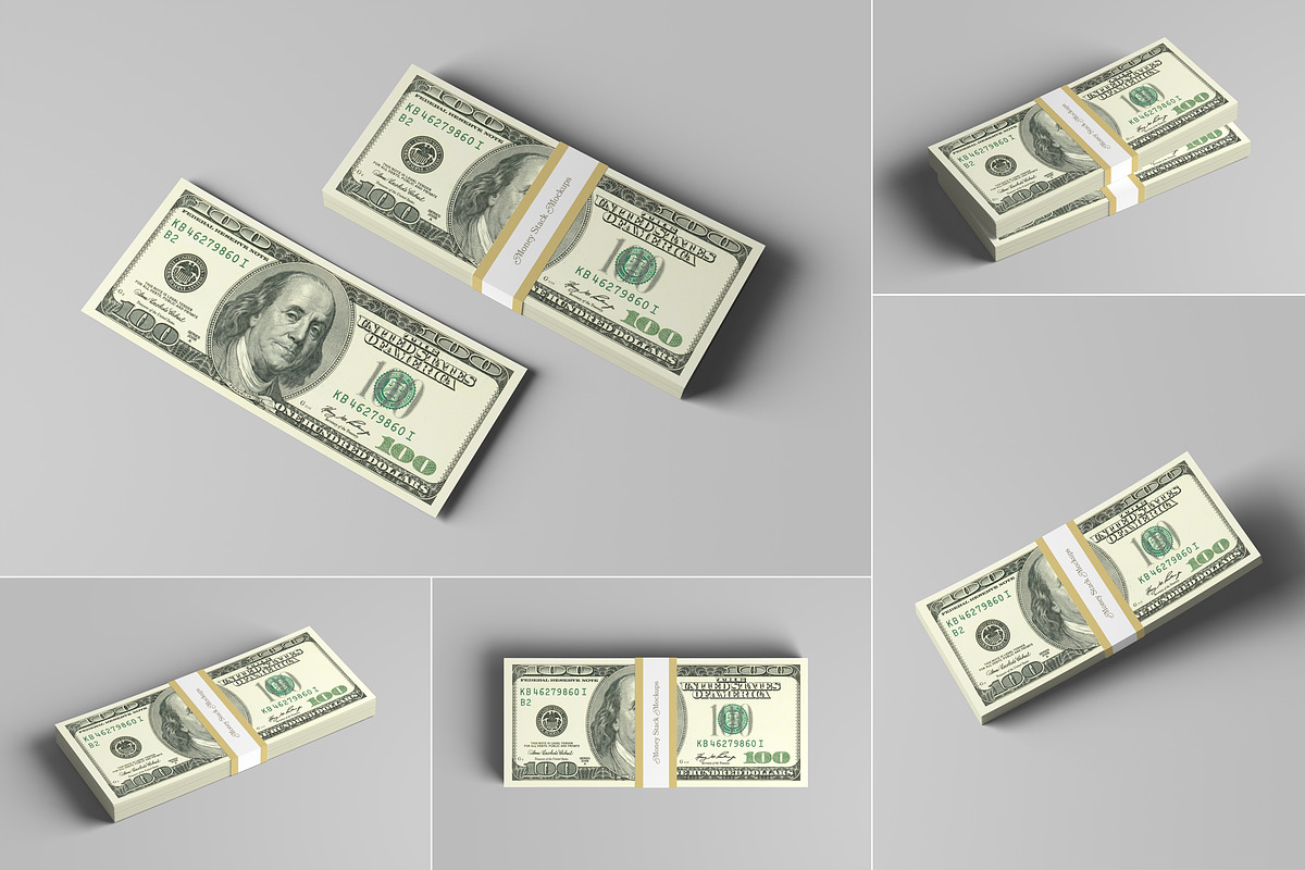 Money Stack Mockups, a Print Template by artimasa