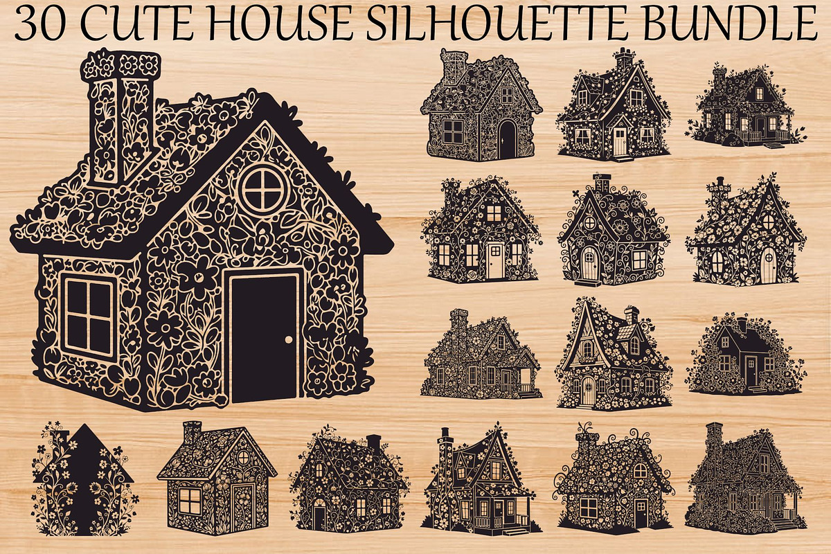 Cute House Silhouette Bundle, an Illustration by Designs_River (Photo 1 of 31)
