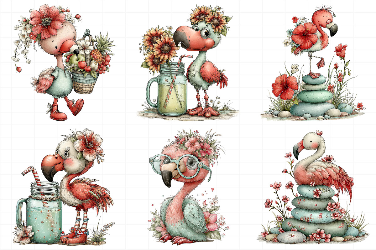 Whimsical Summer Flamingo Clipart PN, an Illustration by Daily.Designs (Photo 7 of 8)