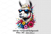 Llama wearing sunglasses and floral., an Animal Illustration by yod67 (Thumbnail 1 of 8)