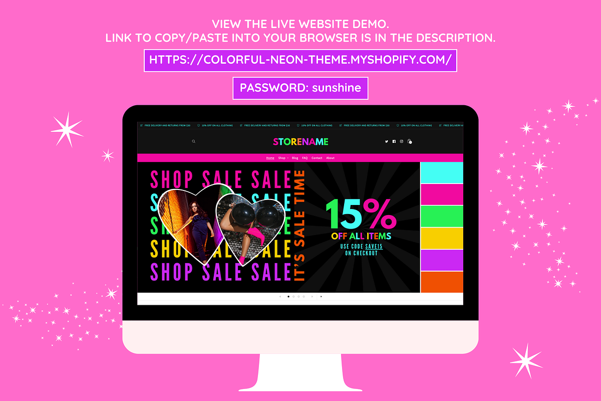 Neon Shopify Theme, a Shopify Template by SunshineStudioBoutique (Photo 4 of 10)
