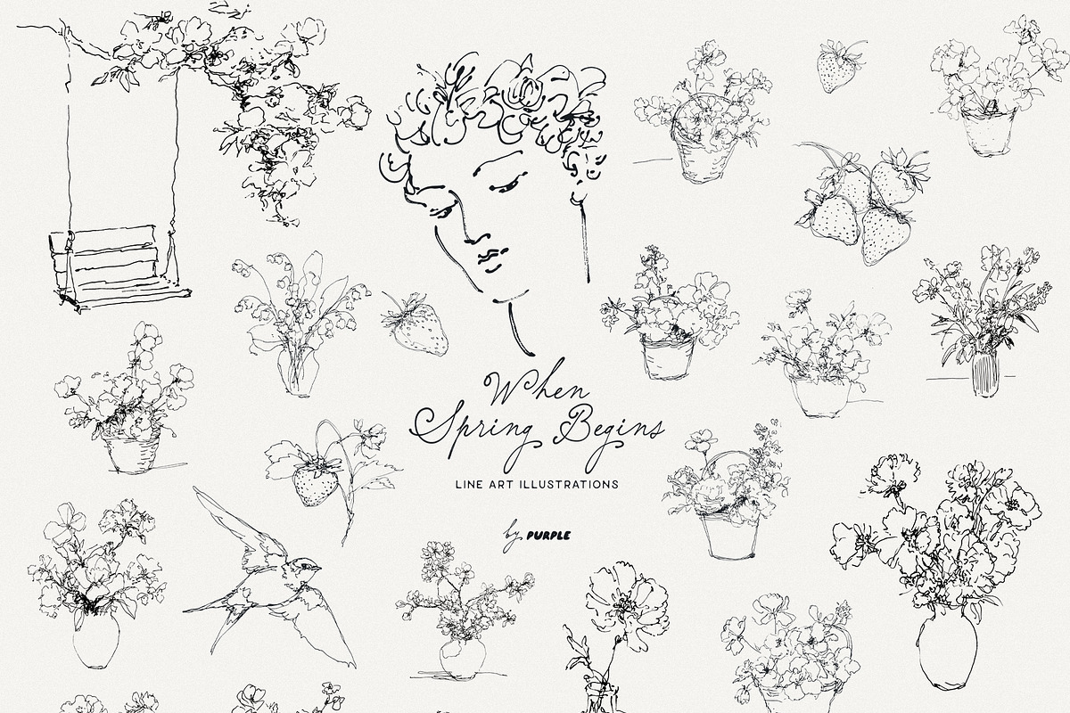 When Spring Begins: Line Art, a Seasonal Illustration by Purple (Photo 7 of 15)