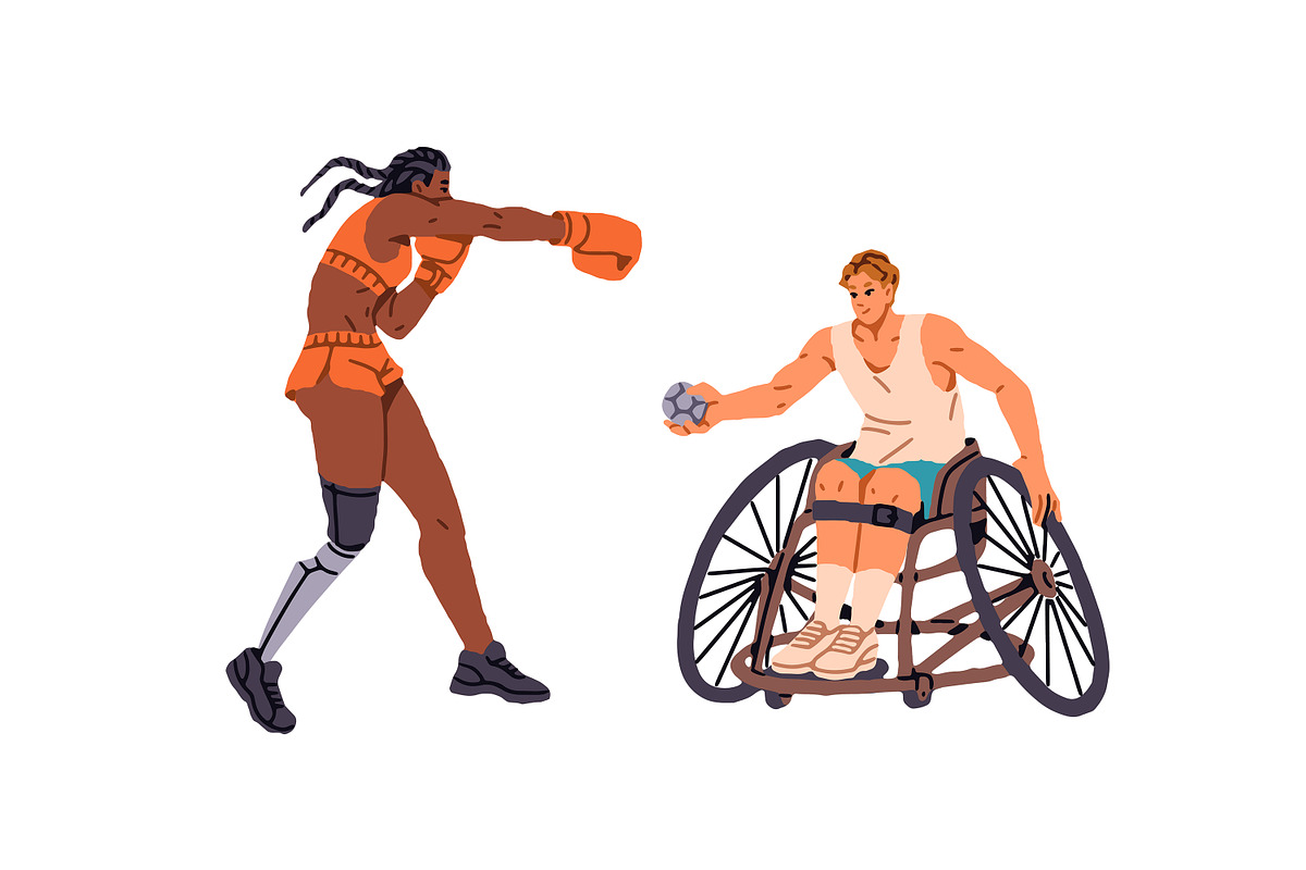 Paralympic athletes do sports set, a Sport Illustration by PaperTrident (Photo 6 of 7)