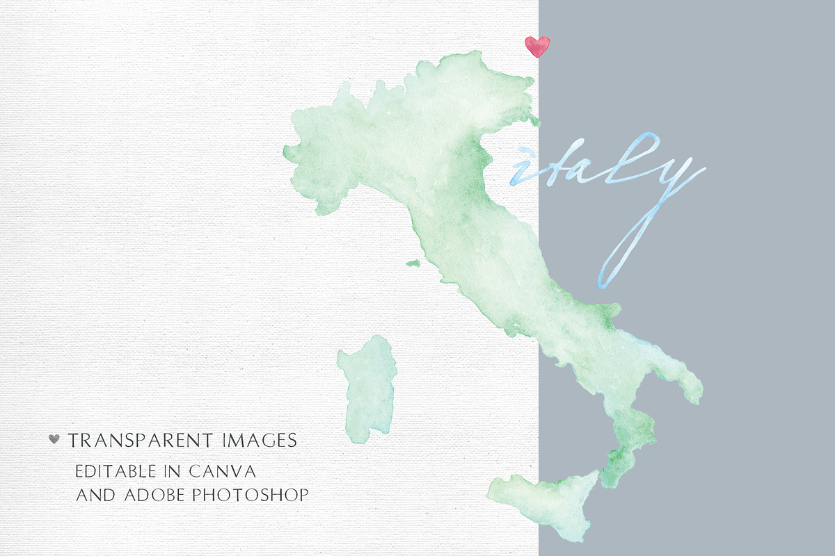 Watercolor Map of Italy, a Graphic by Beloved Paper (Photo 4 of 6)