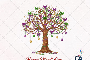 Coquette Mardi Gras Tree Png, an Illustration by Creative Art