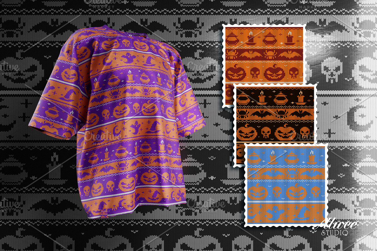 Halloween Spooky Knitted Pattern, a Pattern Graphic by Alwee Studio (Photo 4 of 6)