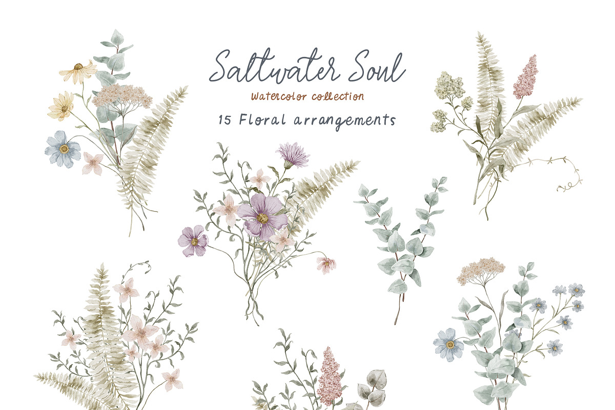 SALTWATER SOUL watercolor clipart, a Decorative Illustration by long summer (Photo 4 of 15)