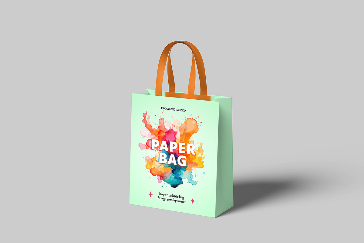 Paper Bag Mockup, a Merchandise Mockup by graphictime (Photo 6 of 12)