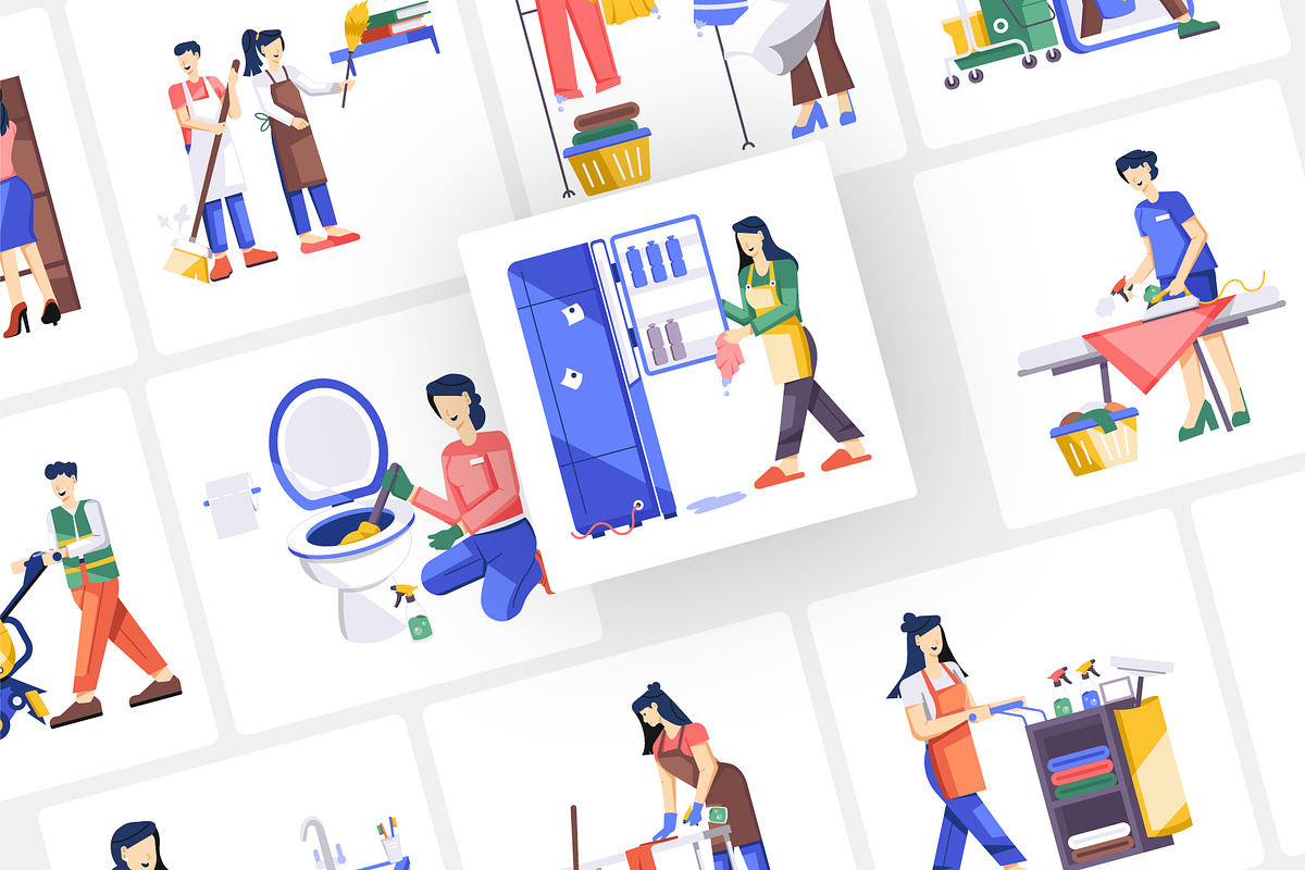 Cleaning Vector Illustration Set