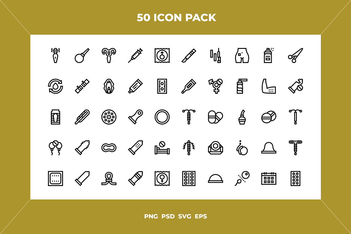 Contraceptive methods icons, an Outline Icon by Wencory (Photo 1 of 2)