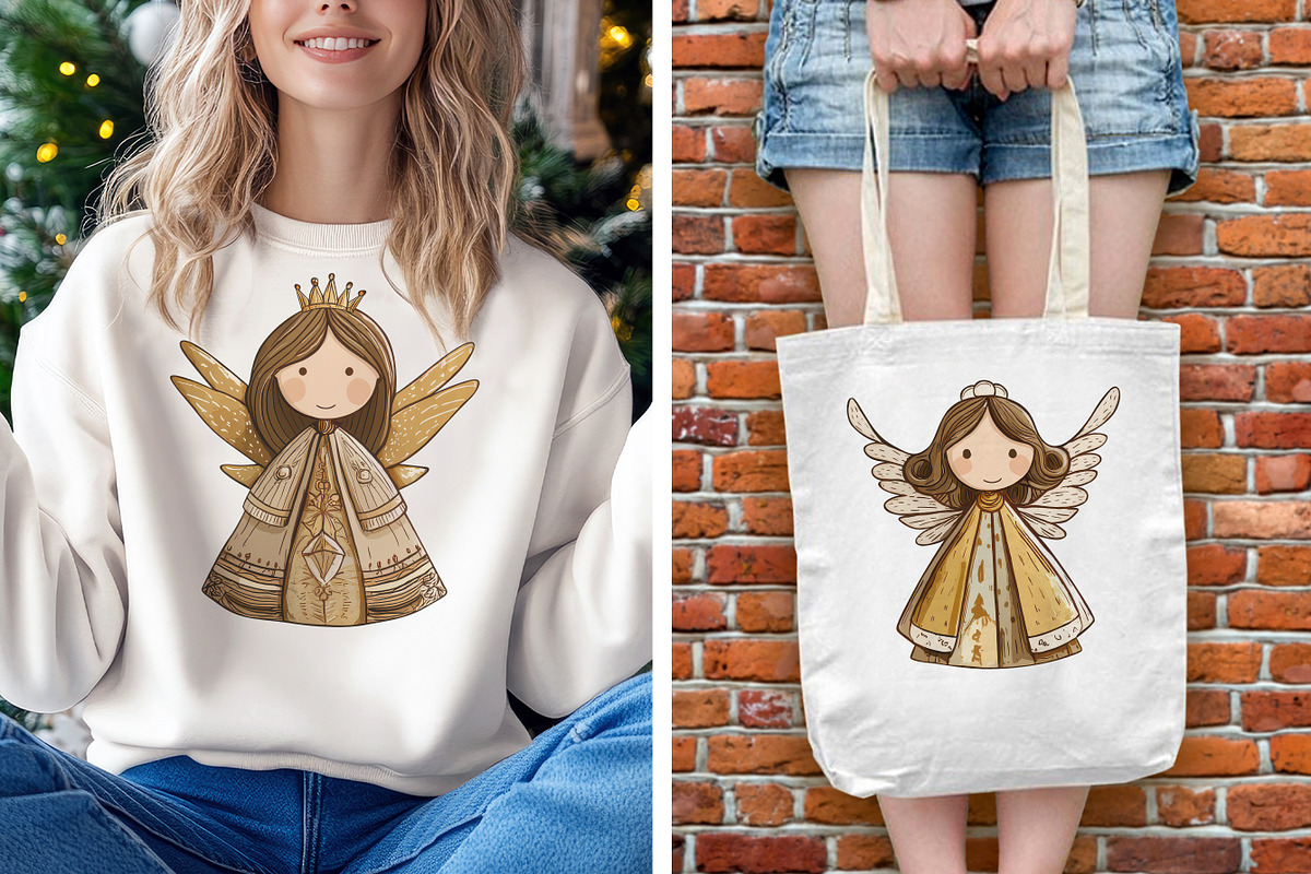 30 Whimsical Christmas Angel Clipart, a Seasonal Illustration by V Design Creator (Photo 10 of 10)