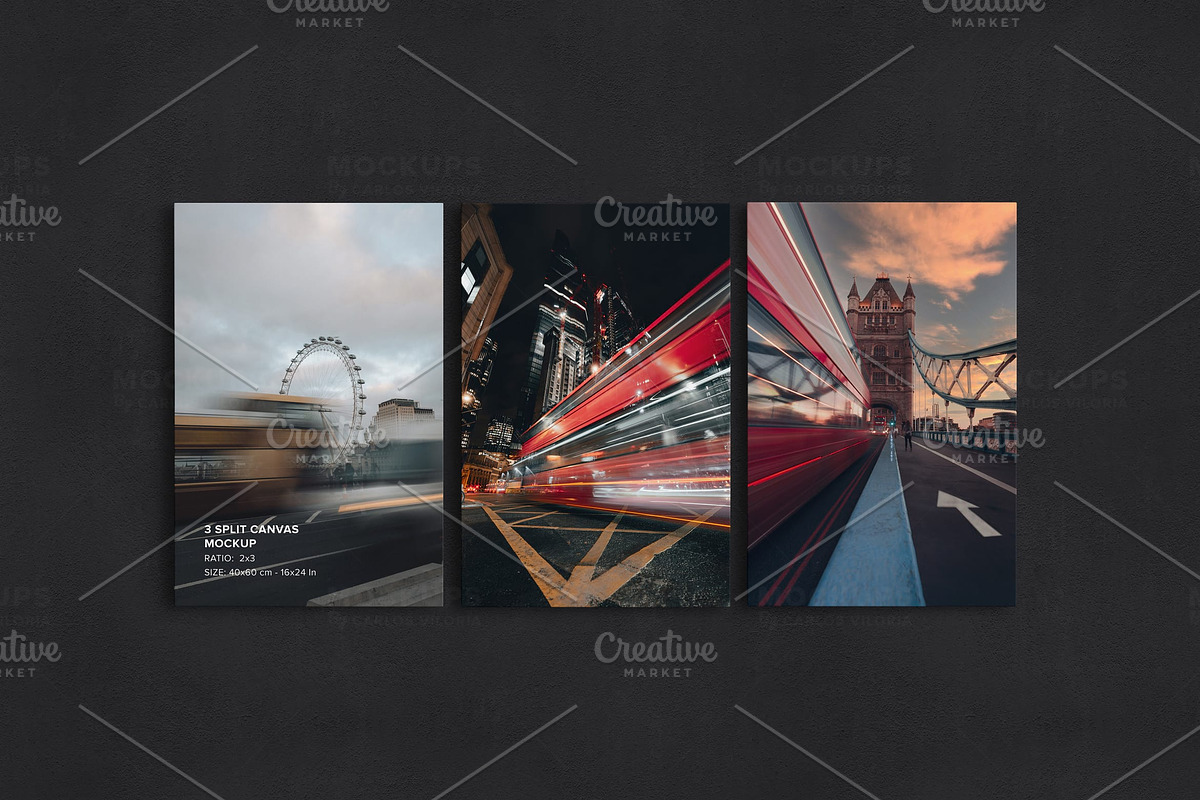 3 Panel Canvas Ratio 2x3 Mockup, an Advertising Mockup by Mockups by ...