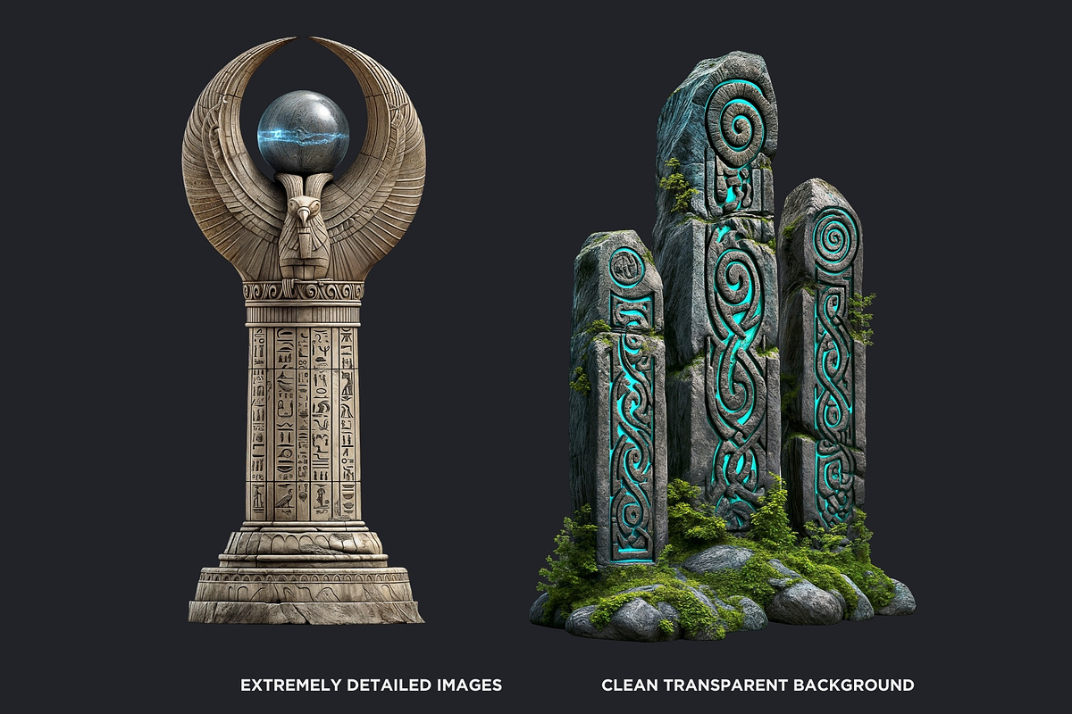 Fantasy Pillars & Monoliths Clipart, a Seasonal Illustration by ThatsDesignArt (Photo 3 of 10)