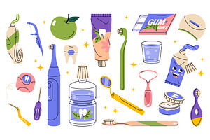 Dental tools or oral care items, an Object Illustration by Elegant Solution
