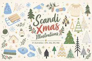 Scandinavian Xmas 100% Hand Drawn